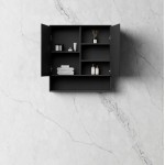 Marlo Matte Black Shaving Cabinet With Undershelf 750